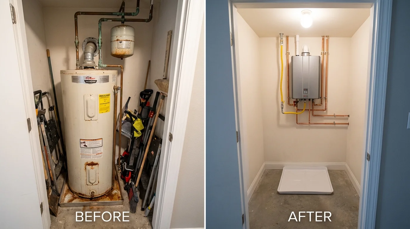 Tank water heater versus wall-mounted tankless unit comparison for Portland, CT homeowners